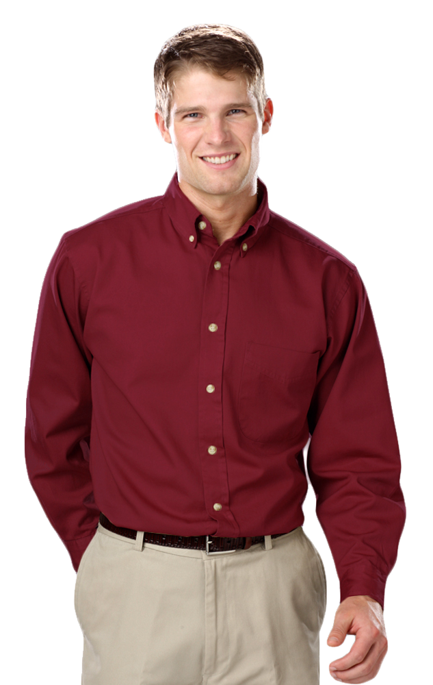 Blue Generation Men's L/S 100% cotton twill Shirt-BG8213
