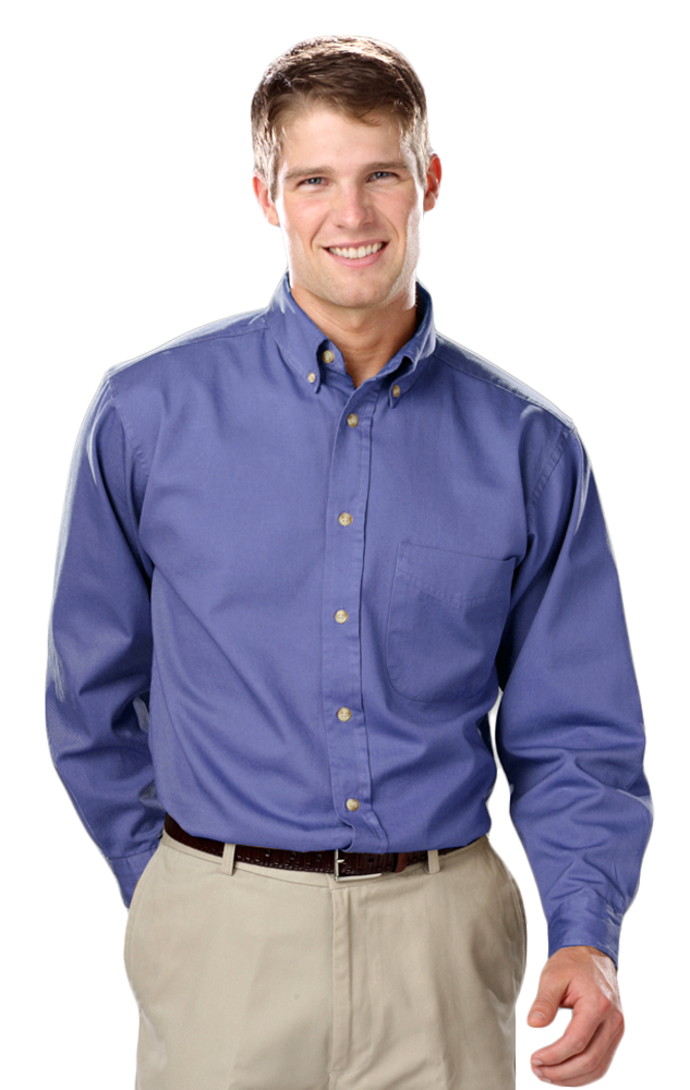 Blue Generation Men's L/S 100% cotton twill Shirt-BG8213