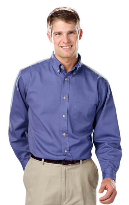 Blue Generation Men's L/S 100% cotton twill Shirt-BG8213