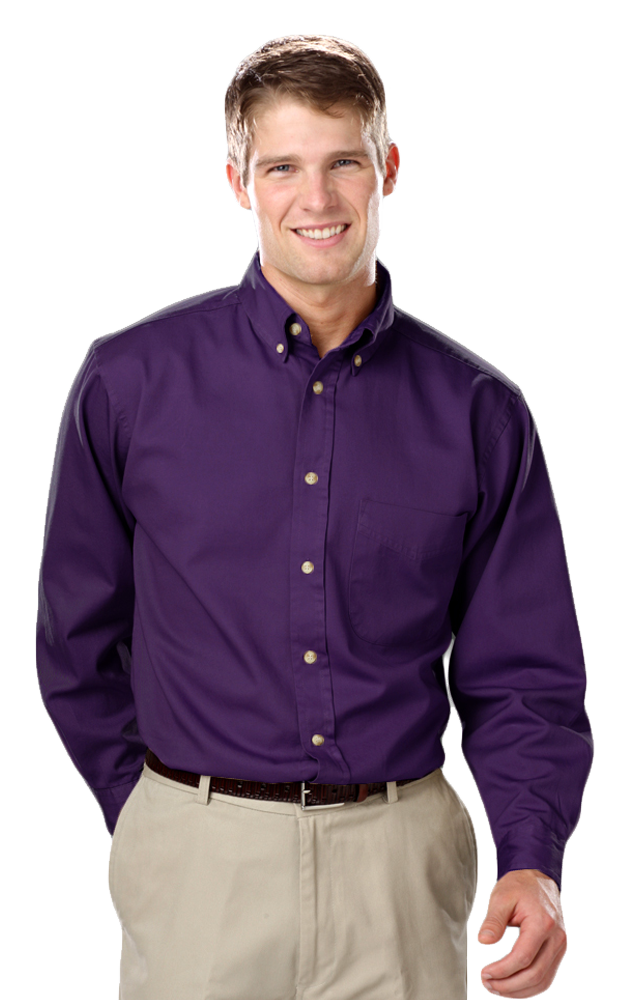 Blue Generation Men's L/S 100% cotton twill Shirt-BG8213