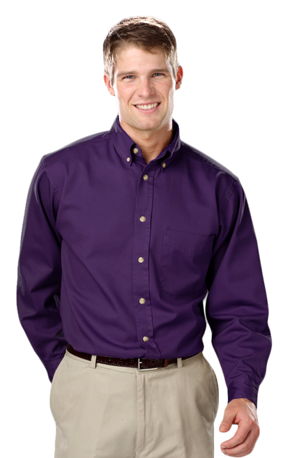 Blue Generation Men's L/S 100% cotton twill Shirt-BG8213