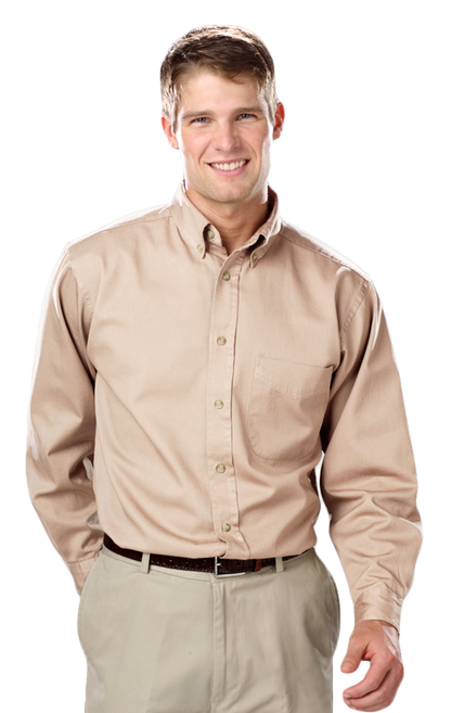 Blue Generation Men's L/S 100% cotton twill Shirt-BG8213