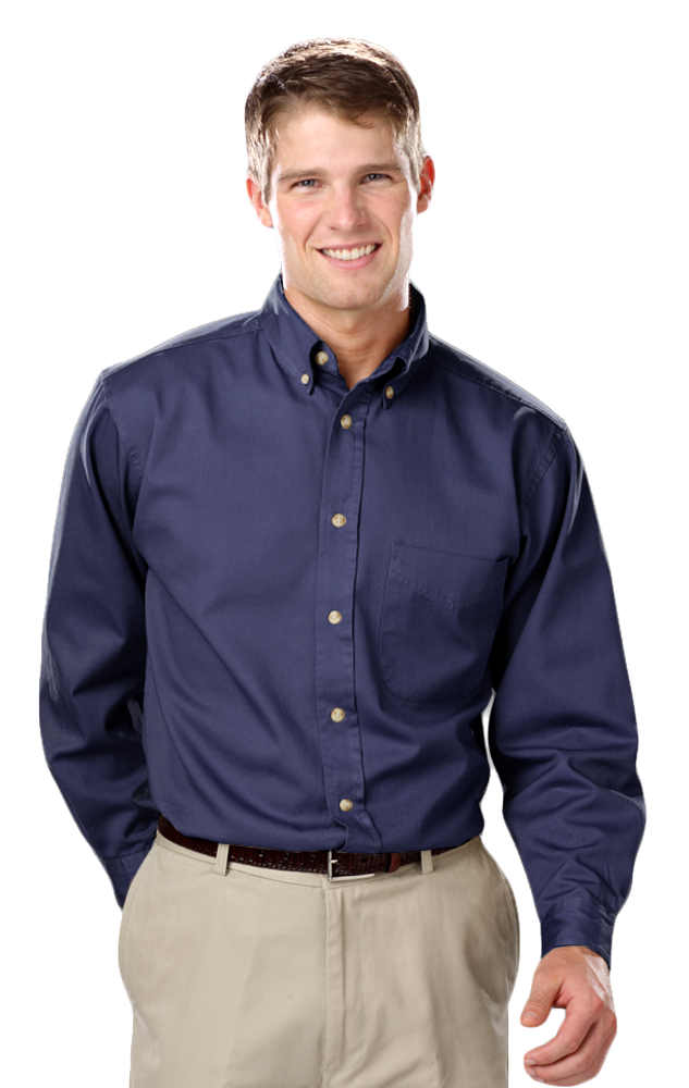 Blue Generation Men's L/S 100% cotton twill Shirt-BG8213