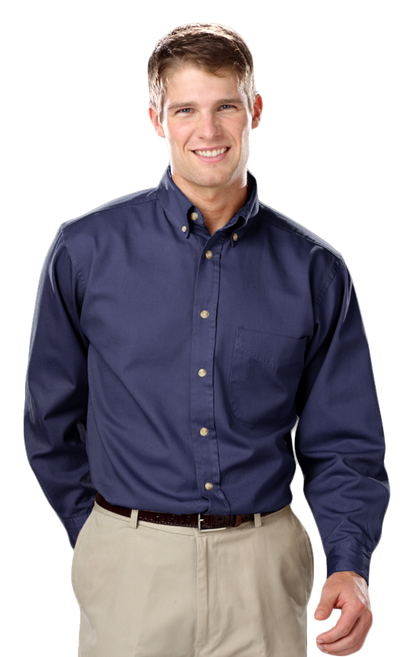 Blue Generation Men's L/S 100% cotton twill Shirt-BG8213