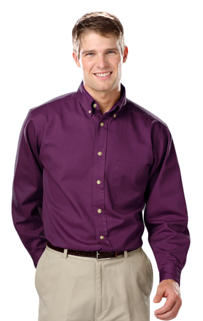 Blue Generation Men's L/S 100% cotton twill Shirt-BG8213