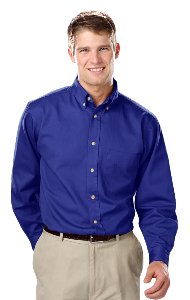 Blue Generation Men's L/S 100% cotton twill Shirt-BG8213