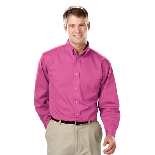 Blue Generation Men's L/S 100% Cotton Twill Shirt - BG8213C - Sangria (XS, M, XL, 2XL, 3XL, 4XL, 5XL, 6XL, 7XL, 8XL)
