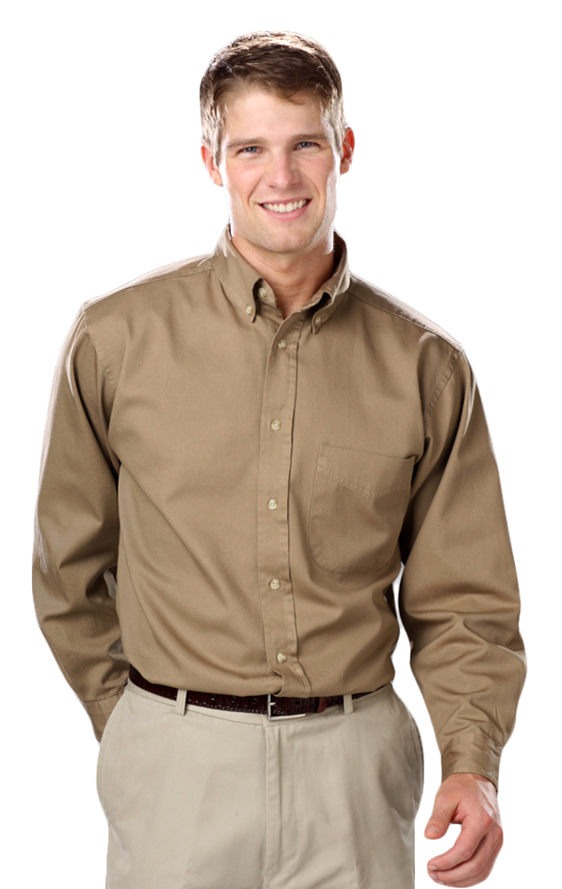 Blue Generation Men's L/S 100% cotton twill Shirt-BG8213