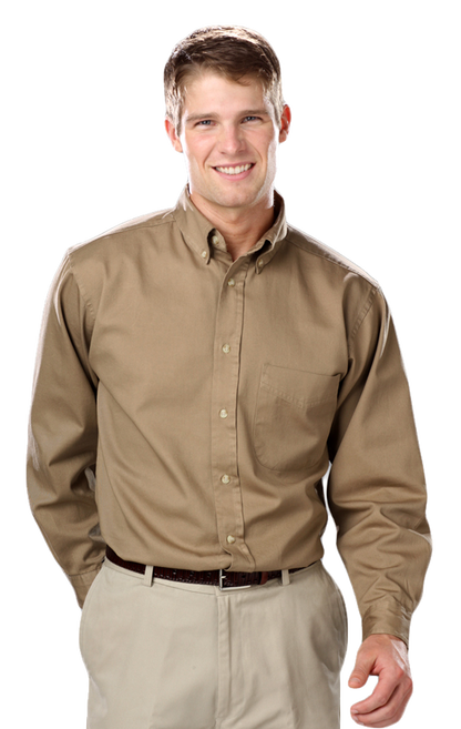 Blue Generation Men's L/S 100% cotton twill Shirt-BG8213
