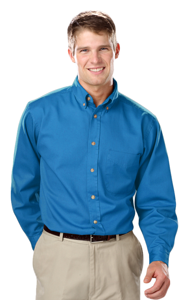 Blue Generation Men's L/S 100% cotton twill Shirt-BG8213