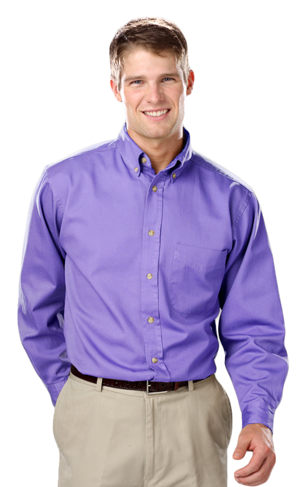 Blue Generation Men's L/S 100% cotton twill Shirt-BG8213