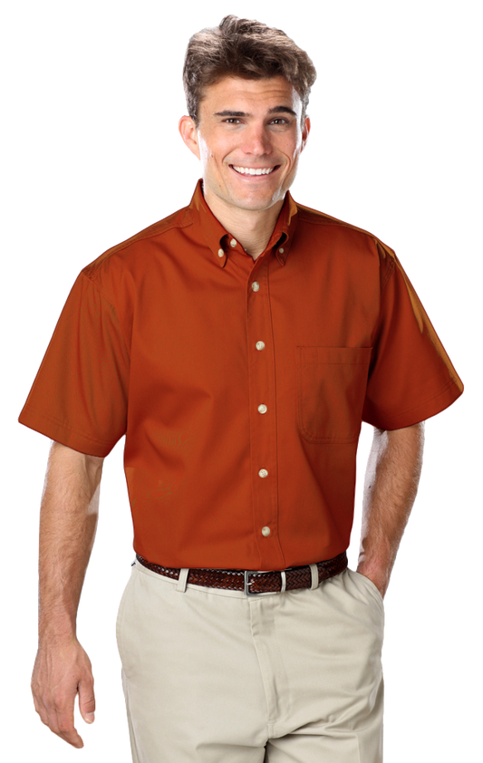 Blue Generation Men's S/S 100% Cotton Twill Shirt-BG8213S - Basics Clothing Store