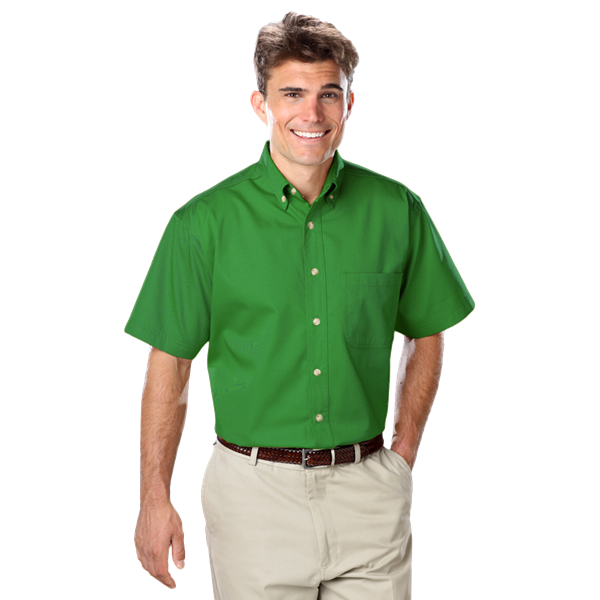 Blue Generation BG8213S Men's S/S 100% Cotton Twill Shirt, Kelly, X-Large (Clearance)