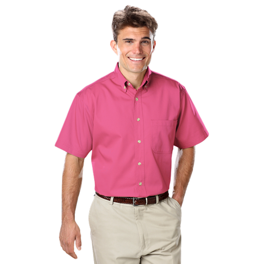 Blue Generation Men's S/S 100% Cotton Twill Shirt - BG8213SC - Sangria (XS, S, M, L, XL, 2XL, 3XL, 4XL, 5XL, 6XL, 7XL)