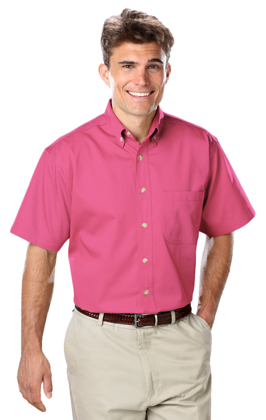 Blue Generation Men's S/S 100% Cotton Twill Shirt-BG8213SC - Clearance - Sangria - Size: M - 7XL - Basics Clothing Store