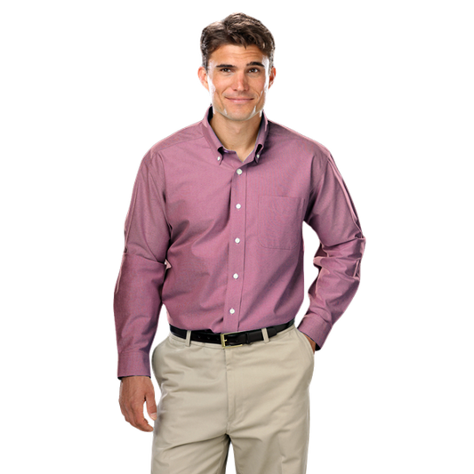 Blue Generation Men's L/S Oxford Shirt - BG8214C - Oxford Burgundy (S, XL, 2XL, 3XL, 4XL, 5XL)