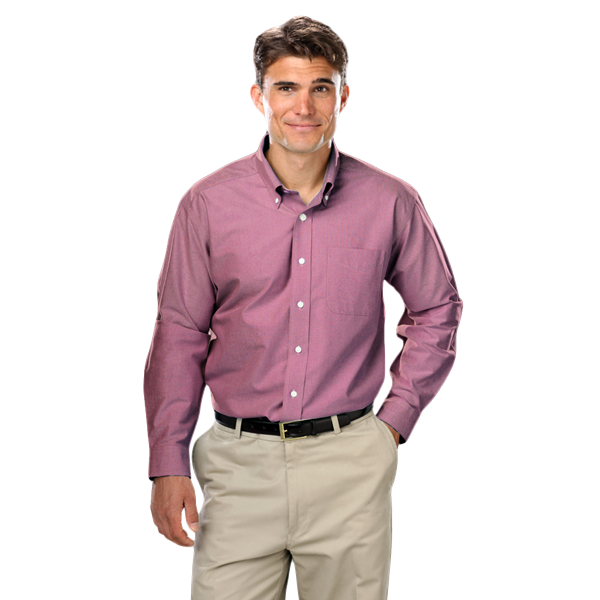 Blue Generation Men's L/S Oxford Shirt - BG8214C - Oxford Burgundy (LT, XLT, 2XT, 3XT)