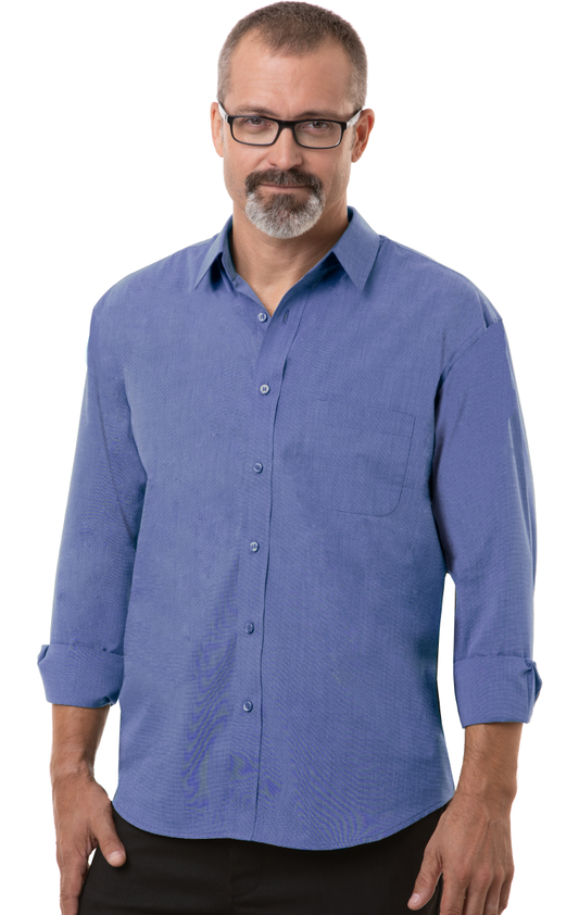 Blue Generation Men's L/S Untucked Fit Crossweave-BG8216
