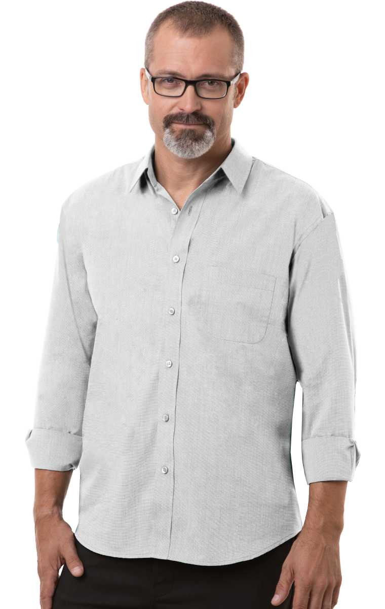 Blue Generation Men's Untucked Fit Crossweave L/S Shirt