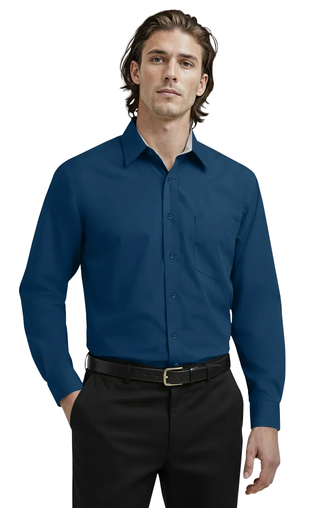 Blue Generation Men's L/S Fine Line Twill Shirt-BG8330