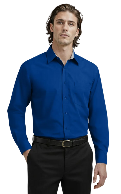 Blue Generation Men's L/S Fine Line Twill Shirt-BG8330