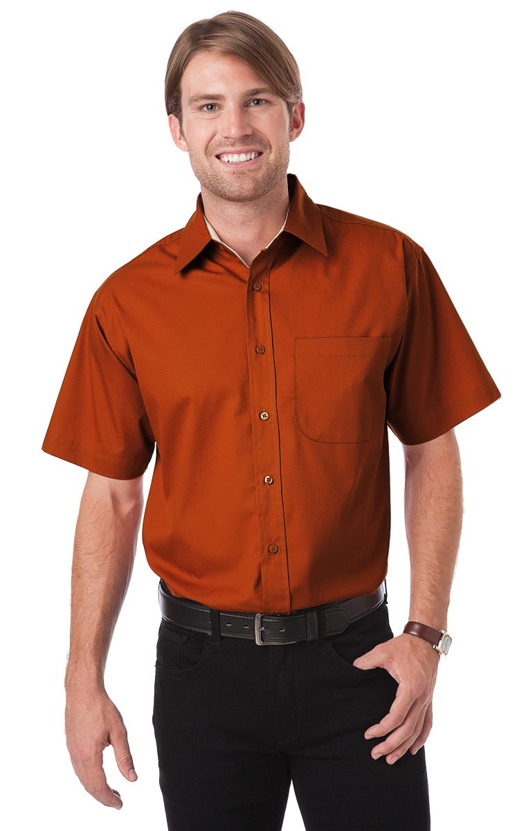 Blue Generation Men's Short-Sleeve Fine Line Twill Shirt-BG8330S