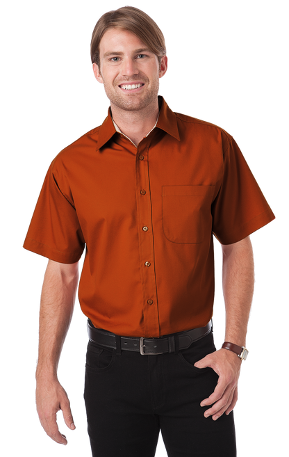 Blue Generation Men's Short-Sleeve Fine Line Twill Shirt-BG8330S