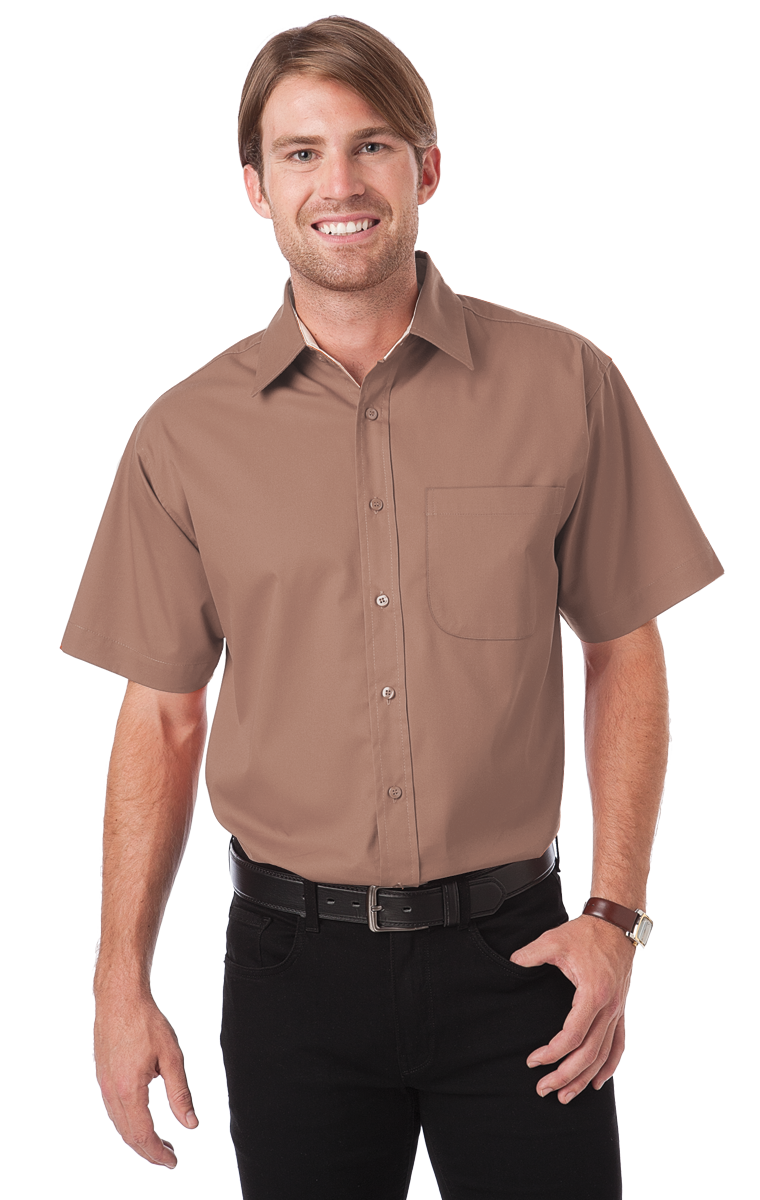 Blue Generation Men's Short-Sleeve Fine Line Twill Shirt-BG8330S