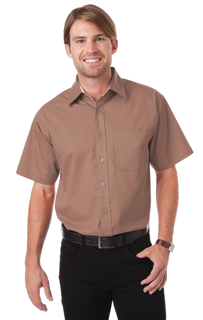 Blue Generation Men's Short-Sleeve Fine Line Twill Shirt-BG8330S