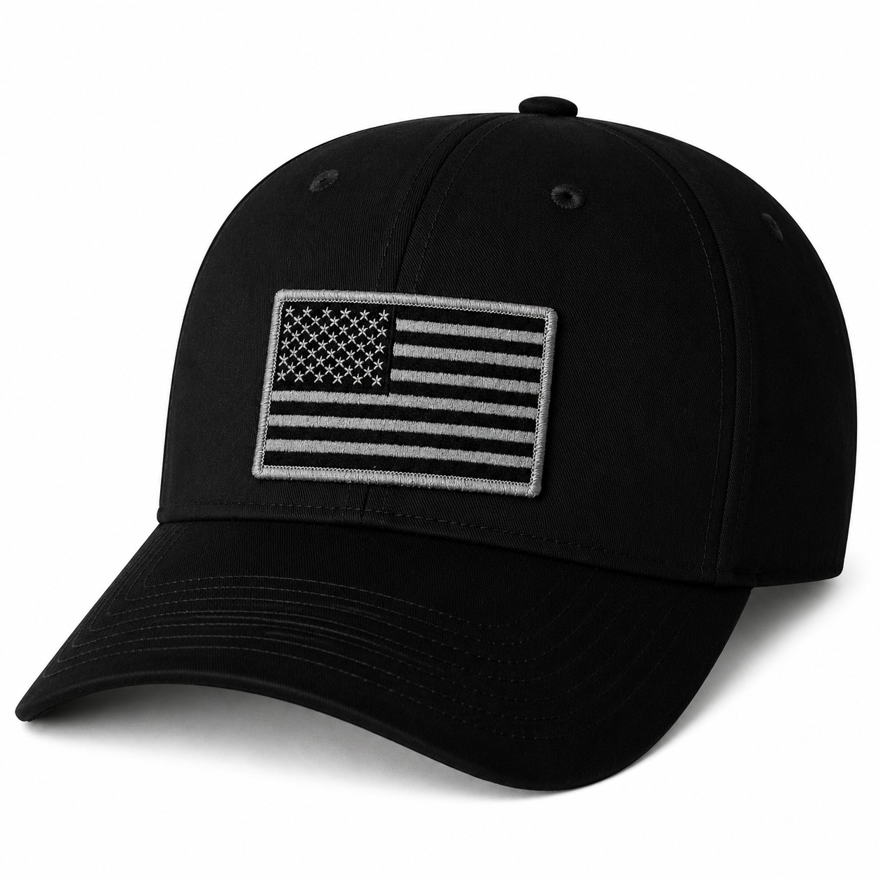 V-Flexfit® Cotton Twill Cap / American Flag Embroidered Patch