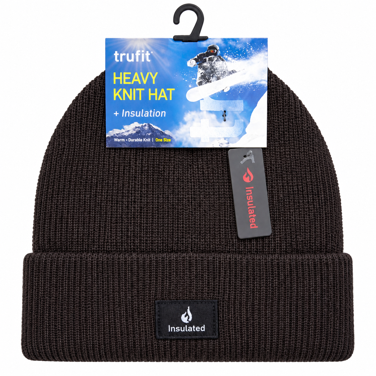 TruFit Heavy Knit Insulated Beanie – Black