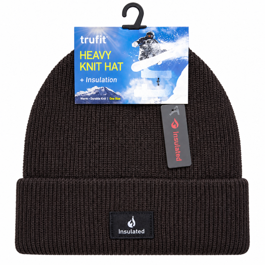 TruFit Heavy Knit Insulated Beanie – Black