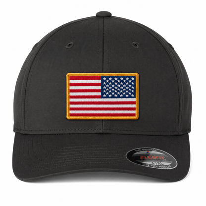 V-Flexfit® Cotton Twill Cap / American Flag Embroidered Patch