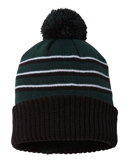 Richardson - Stripe Pom Cuffed Beanie - 134