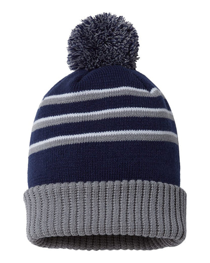 Richardson - Stripe Pom Cuffed Beanie - 134