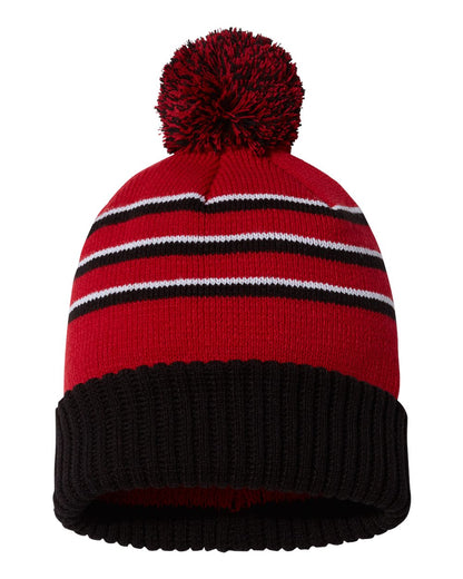 Richardson - Stripe Pom Cuffed Beanie - 134