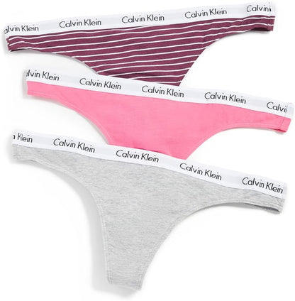 Calvin Klein Women's Carousel Logo Cotton Thong Multipack Panty (Free Shipping)