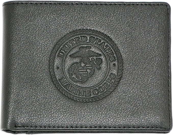 U.S. Marine Corps Cowhide Leather Black Bifold Wallet