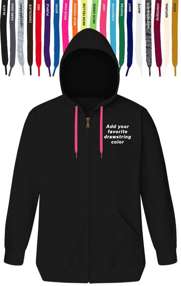 Blue Generation Custom Drawstring Zip Front Hoodie-BG9302ZD