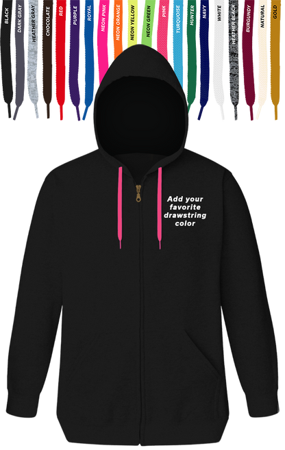 Blue Generation Custom Drawstring Zip Front Hoodie-BG9302ZD