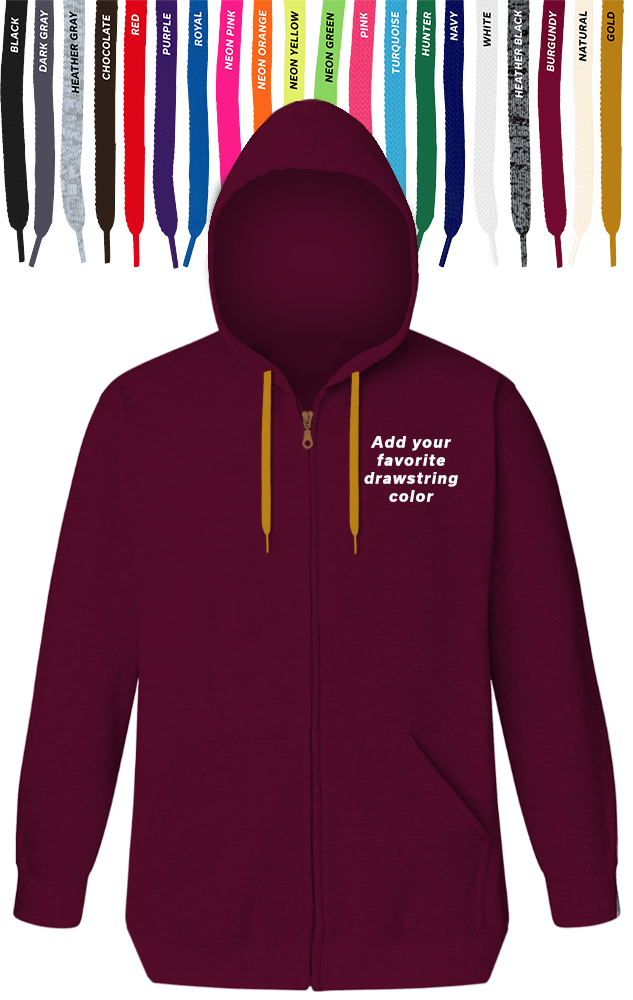 Blue Generation Custom Drawstring Zip Front Hoodie-BG9302ZD