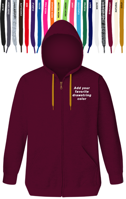 Blue Generation Custom Drawstring Zip Front Hoodie-BG9302ZD