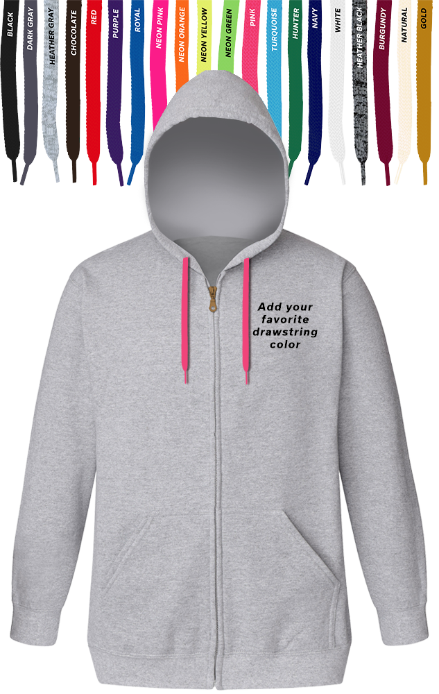 Blue Generation Custom Drawstring Zip Front Hoodie-BG9302ZD