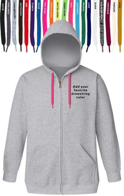 Blue Generation Custom Drawstring Zip Front Hoodie-BG9302ZD
