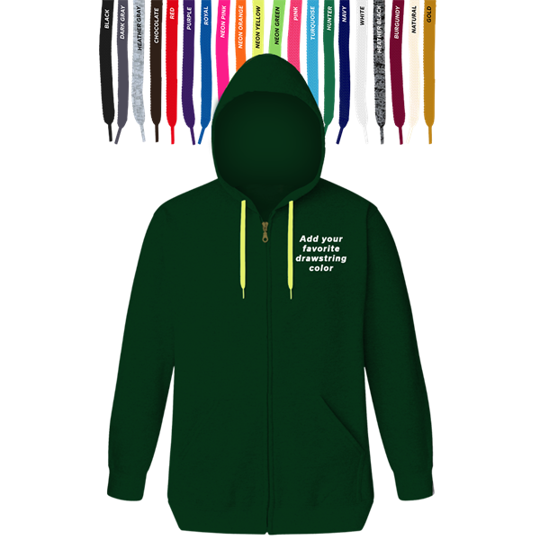 Blue Generation Custom Drawstring Zip Front Hoodie-BG9302ZD