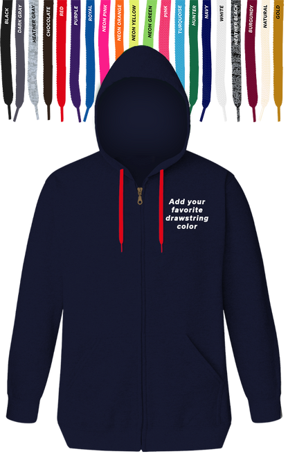 Blue Generation Custom Drawstring Zip Front Hoodie-BG9302ZD