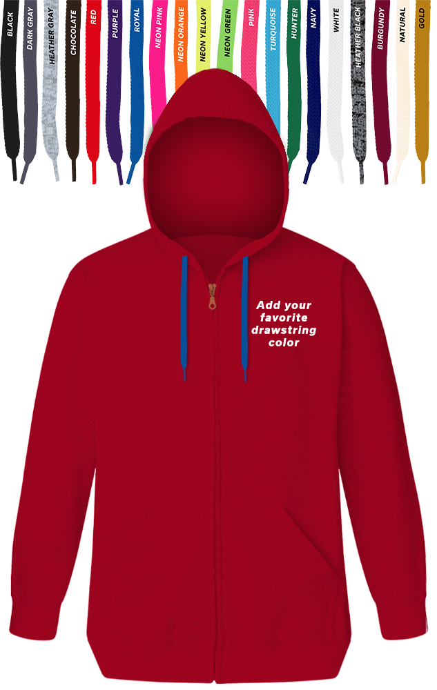 Blue Generation Custom Drawstring Zip Front Hoodie-BG9302ZD