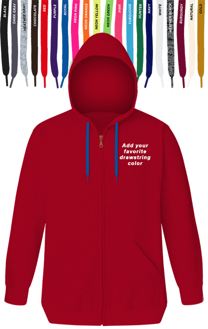 Blue Generation Custom Drawstring Zip Front Hoodie-BG9302ZD