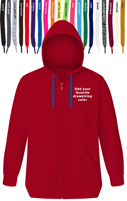 Blue Generation Custom Drawstring Zip Front Hoodie-BG9302ZD