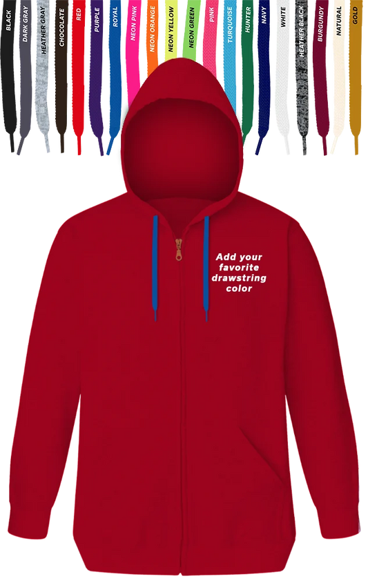 Blue Generation Custom Drawstring Zip Front Hoodie-BG9302ZD